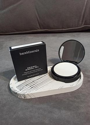 Прозрачная фиксирующая минеральная блюр пудра bare minerals original mineral veil pressed setting powder