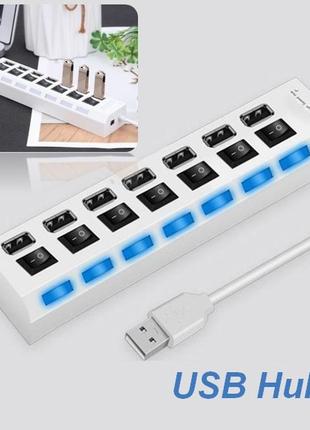 Usb hub с переключателями 7 портов digital hub white