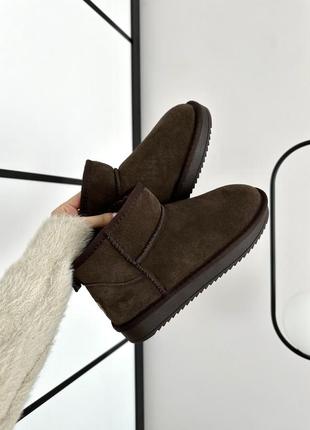 Зимние женские ботинки ugg ultra mini dark chocolate suede 🧡