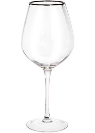 Набор 4 фужера monica бокалы для вина 570мл, стекло с серебряным кантом