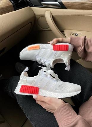 Женские кроссовки adidas nmd r1 “white/red”