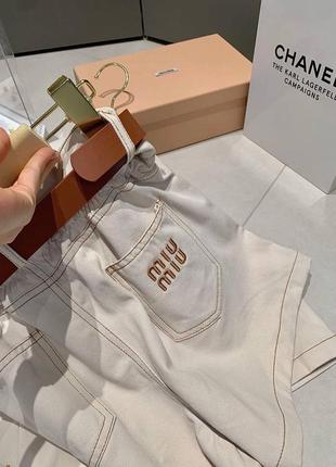 Костюм в стиле miu miu летний хлопковый шорты рубашка двойка7 фото