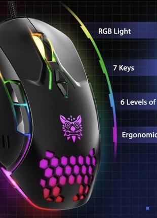 Игровая компьютерная мышь onikuma cw902 с led подсветкой black