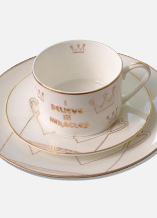 Набор посуды "призрак королевы" (чашка, блюдце, тарелка) mary kay