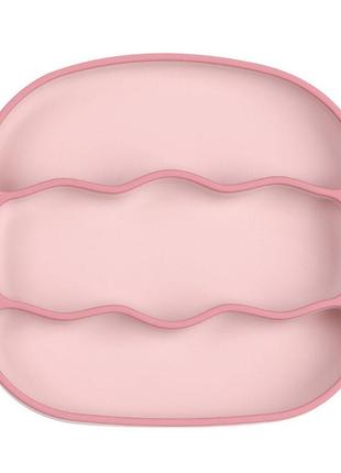 Силіконова трьохсекційна тарілка хвиля y26/19 ніжно-фіолетовий з бордовим v-12002