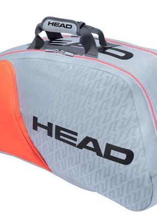 Теннисная сумка head radical 9r supercombi gror серый/оранжевый (283-511)