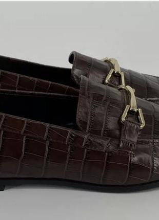 Классические кожаные лоферы с тиснением оригинал zara