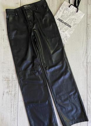 Прямые брюки из эко кожи pull &amp; bear pp 36