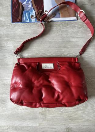Большая красная стильная сумка клатч