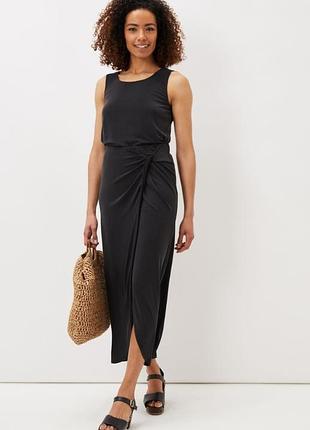 Трикотажная юбка макси длины с перекрутом