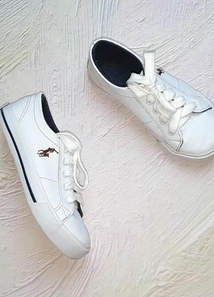 Шикарні білі дитячі шкіряні кросівки ralph lauren, розмір usa 11 (28)