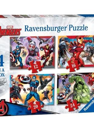 Пазлы ravensburger 3+ marvel avengers 4 в 1 мстители