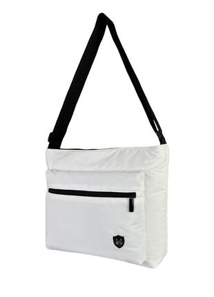 Жіноча сумка через плече, біла текстильна сумка кросбоді в спортивному стилі, легка зручна