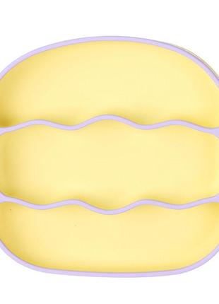 Силіконова трьохсекційна тарілка хвиля y11+y2 жовта з фіолетовим v-12003