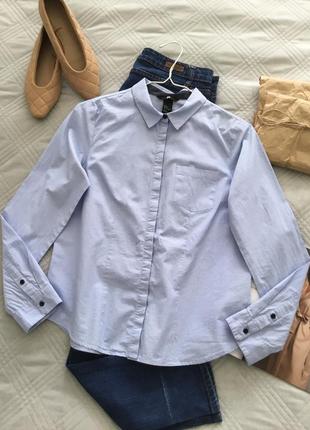 Базовая хлопковая рубашка в небесно-голубом цвете размер 36