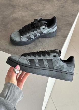 Крутые женские кроссовки adidas campus 00s graphite тёмно-серые