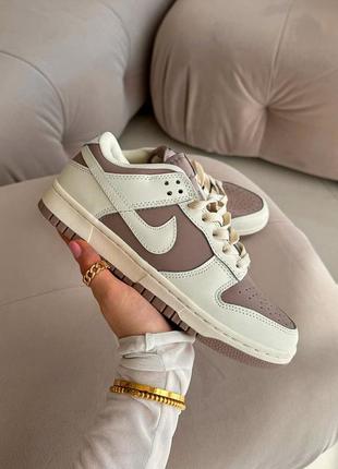 Красивейшие женские кроссовки nike sb dunk low beige brown бежевые с коричневым