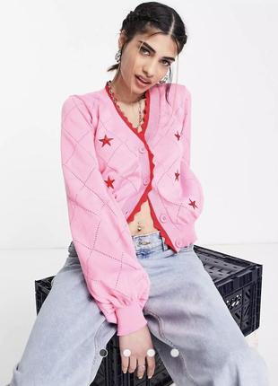 Розовый кардиган l  heartbreak с вышивкой звезд