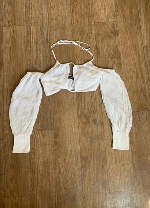 Білосніжна блуза кроп-топ