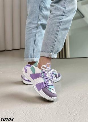 Кроссовки материал обувной текстиль + эко кожа + эко нубук цвет purple