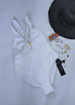 Белый сдельный слитный закрытый цельный купальник boux avenue m, 38, 46
