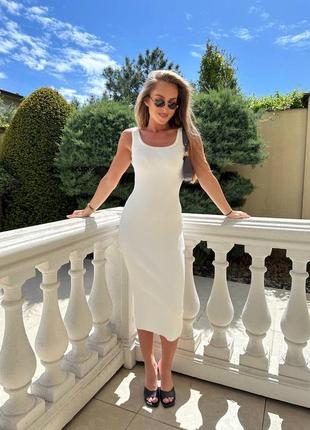 Базова трикотажна сукня ☺️ біла базова сукня по фігурі 💕 стильна біла сукня 💕
