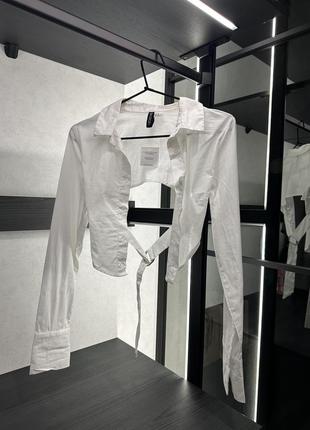 Белая рубашка h&m с красивой спинкой xs размер