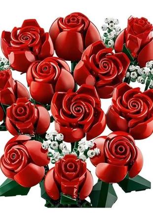 Конструктор лего букет троянд 822  деталі lego icons bouquet of roses 822 pcs