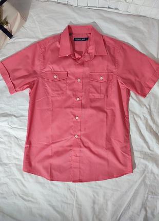 Рожева сорочка на короткий рукав