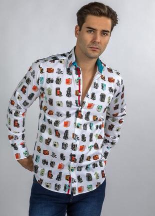 Мужская рубашка с фотоаппаратами claudio lugli 44 xxl 52