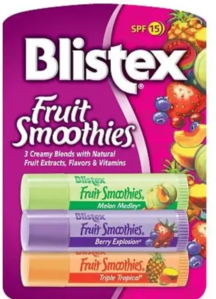 Бальзами для губ 3 шт. "фруктове смузі" blistex