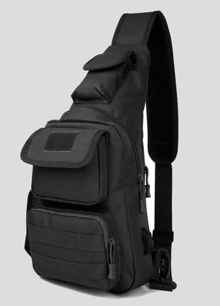 Мужская тактическая сумка, большая укрепленная сумка-слинг через черное плечо