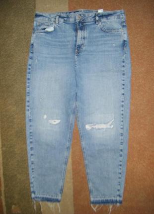 Стрейчевые рваные джинсы мом, размер l - 16 - 50