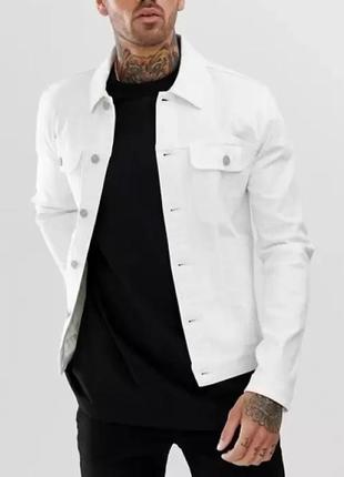Стильная джинсовая куртка (пиджак) asos p.xl цвет: белый