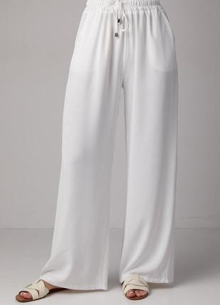 Женские белые свободные летние широкие шелковые брюки лето палаццо s m