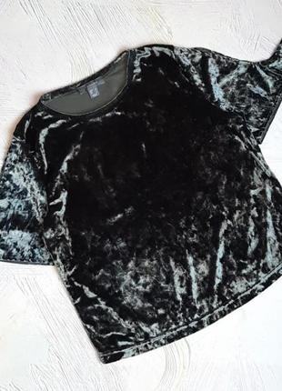 Фирменная нарядная изумрудная велюровая женская футболка primark, размер 46 - 48