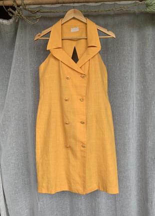 Лляна сукня сарафан французький двобортний