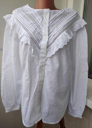 Блузка с кружевом бабовна, винтаж, большой размер