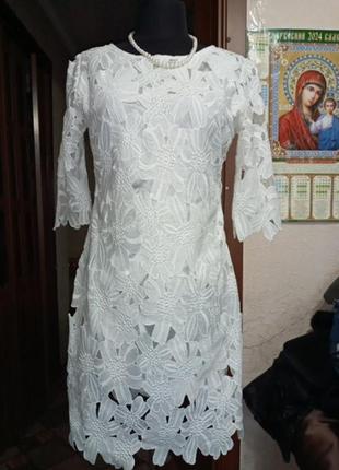 Платье,новое,белое,гипюр х/б,р.48,46,44,китай ц.350 гр