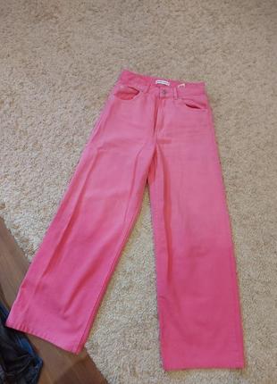 Розовые женские джинсы wide leg s 36 cropp