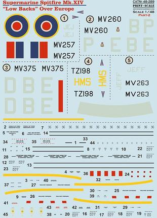 Print scale 48-289 supermarin spitfire mk.lv (low backs) частина 2 декаль для моделей, у масштабі 1:48