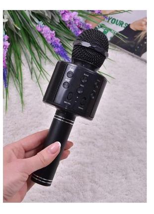 Беспроводной микрофон с встроенной колонкой bluetooth для караоке wster ws-858 черный