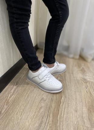 Белые детские кеды кроссовки jong golf на липучках р21-30