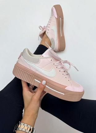Крутые женские кроссовки на платформе nike court legacy lift pink premium розовые