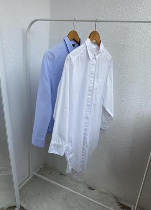 Подовжена біла бавовняна сорочка h&m