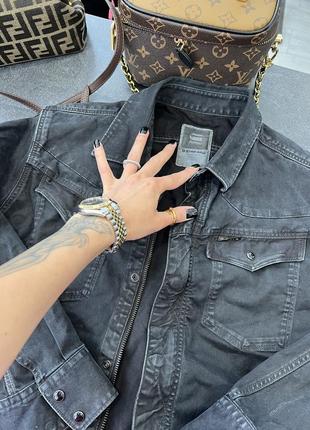 Темно серая черная вываренная фирменная рубашка джинсовая куртка g star raw с цум стиль balenciaga8 фото