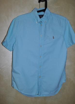 Голубая хлопковая рубашка подростку polo ralph lauren