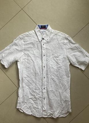 Льняна базова класична біла сорочка рубашка paul shark
