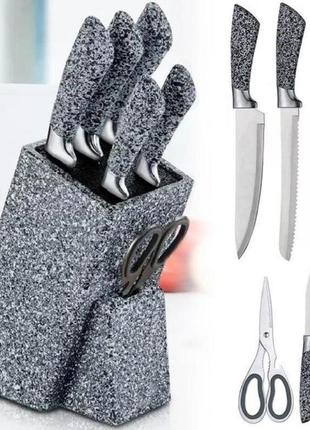 Набор кухонных ножей с подставкой benson bn-404-n на 7 предметов