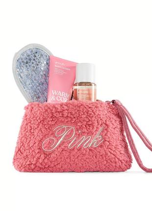 Набір warm&cozy pink | mist + lotion + пов'язка для сну + косметичка тедді 💞 !